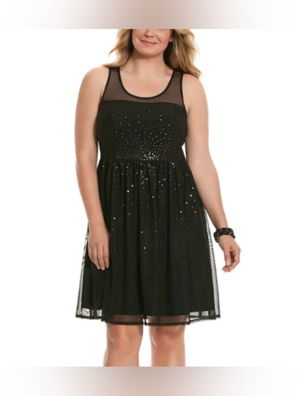 Lane Bryant Black Mesh Sequin Dress Size 18 Sparkle Party Wedding Guest